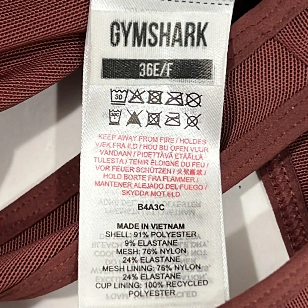 GYMSHARK RACERBACK HIGH SUPPORT SPORTS BRA - Cherry Brown - Picture 4 of 8